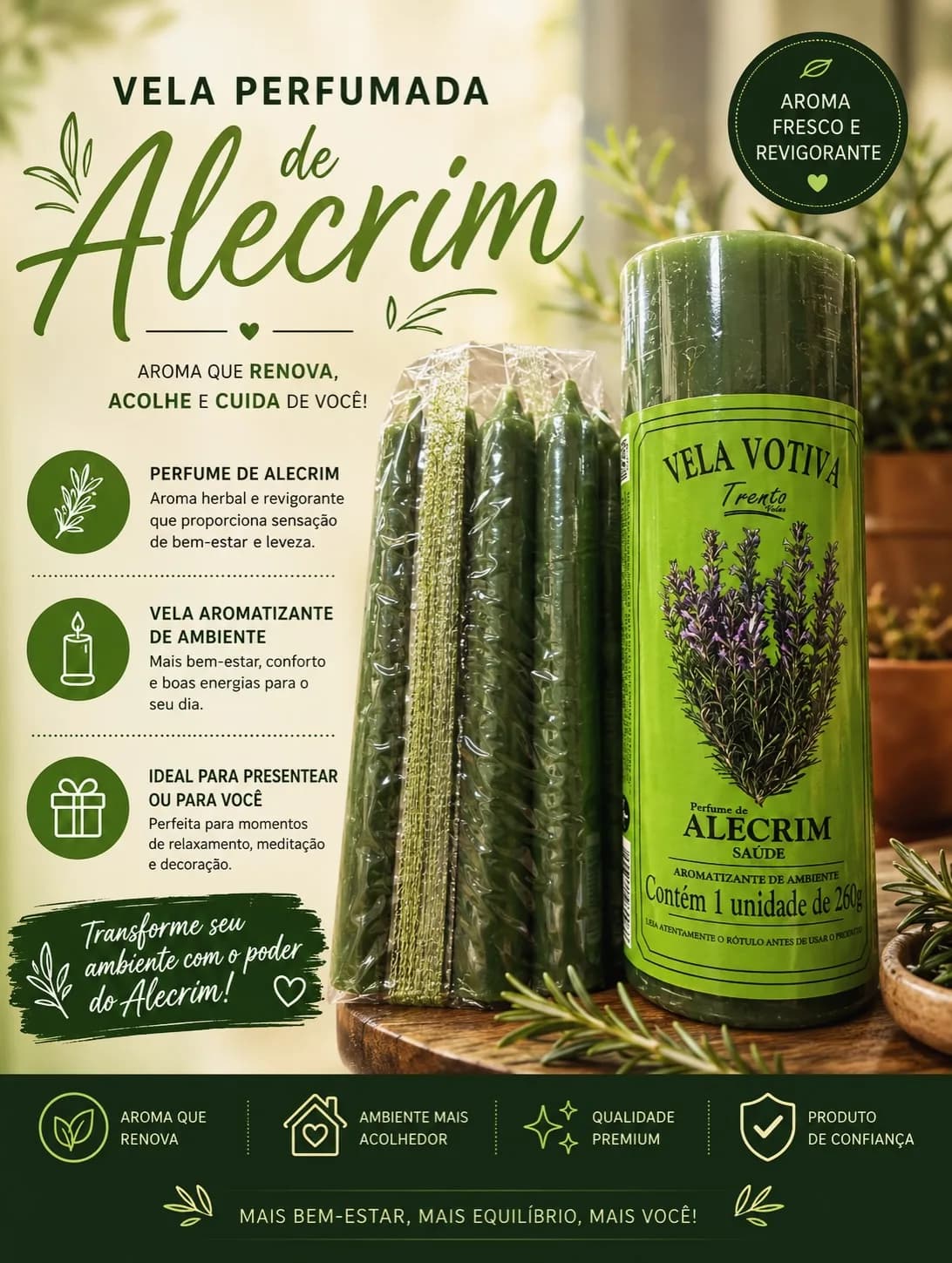 Vela perfumada de Alecrim