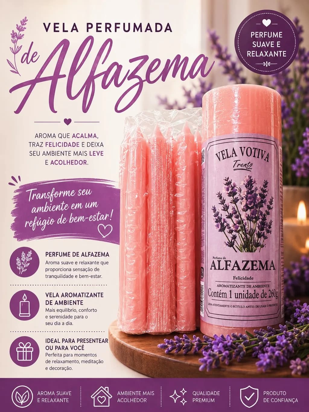 Vela perfumada de Alfazema