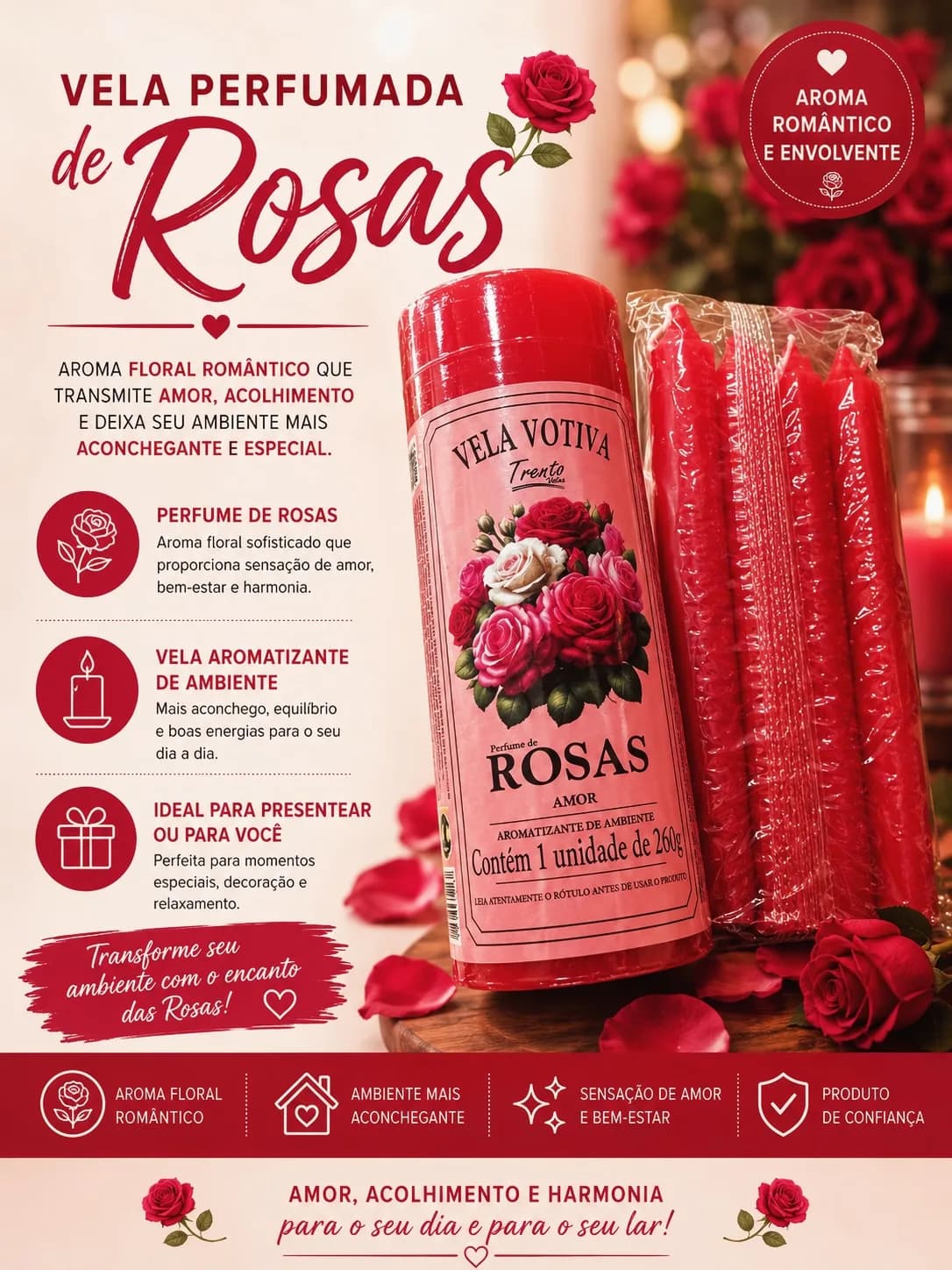 Vela perfumada de Rosas